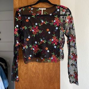 Sheer Embroidered Urban Outfitters crop top
